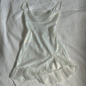 Lucy in the Sky cowl neck ruffle dress